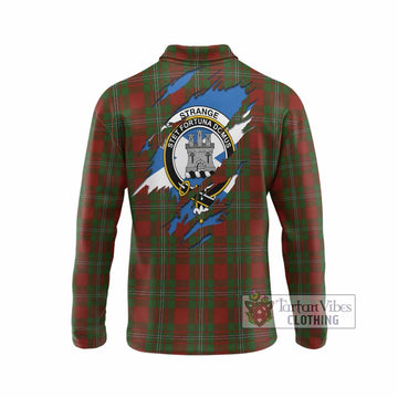 Strange (Strang) Clan Crest In Me Tartan Long Sleeve Polo Shirt Scotland Flag Style