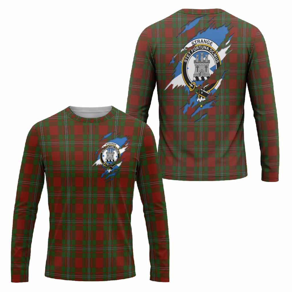 Strange (Strang) Clan Crest In Me Tartan Long Sleeve T-Shirt Scotland Flag Style