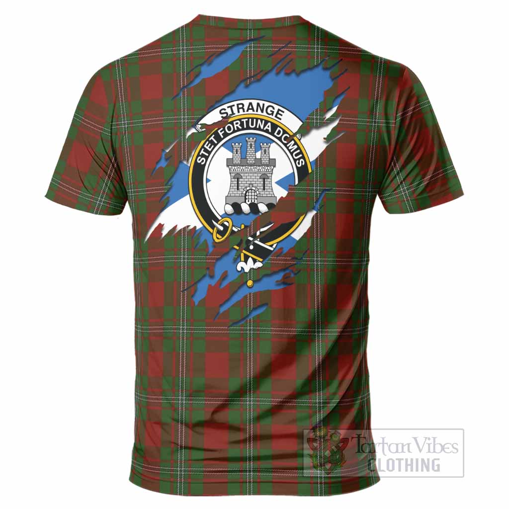 Strange (Strang) Clan Crest In Me Tartan T-Shirt Scotland Flag Style