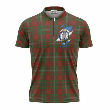 Strange (Strang) Clan Crest In Me Tartan Zipper Polo Shirt Scotland Flag Style