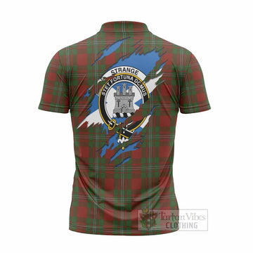 Strange (Strang) Clan Crest In Me Tartan Zipper Polo Shirt Scotland Flag Style