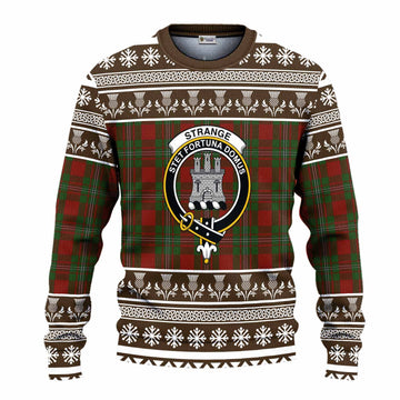 Strange (Strang) Clan Tartan Christmas Ugly Sweater with Family Crest