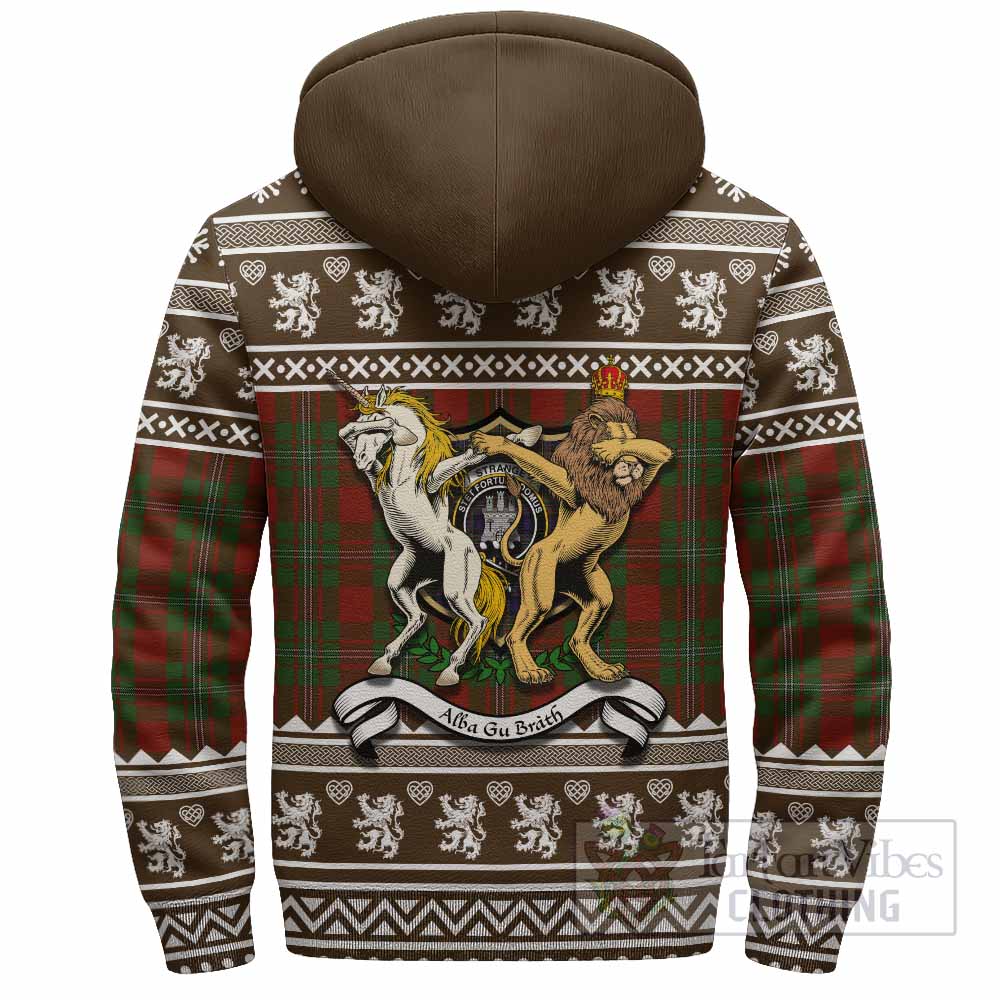 Strange (Strang) Clan Tartan Crest Christmas Fleece Hoodie Coat of Arms Funny Style - Tartan Vibes Clothing