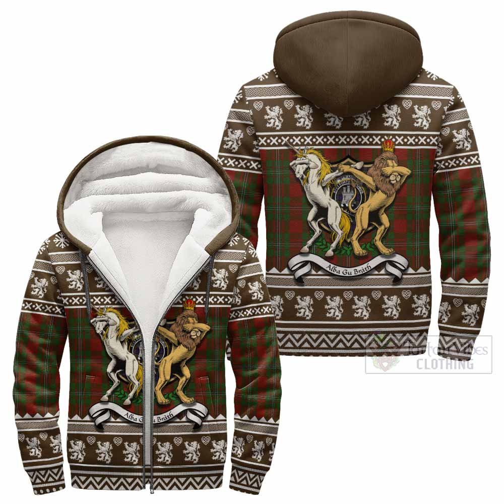 Strange (Strang) Clan Tartan Crest Christmas Fleece Hoodie Coat of Arms Funny Style - Tartan Vibes Clothing