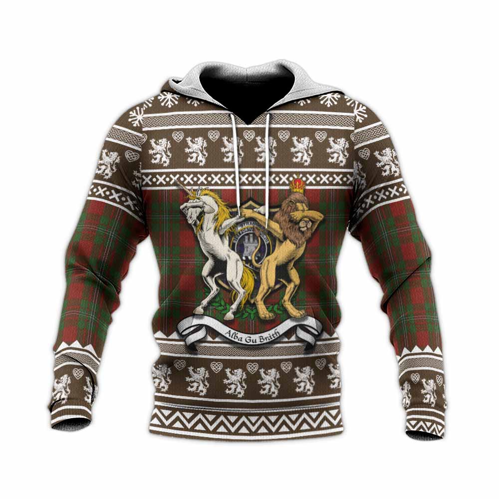 Strange (Strang) Clan Tartan Crest Christmas Knitted Hoodie Coat of Arms Funny Style - Tartan Vibes Clothing