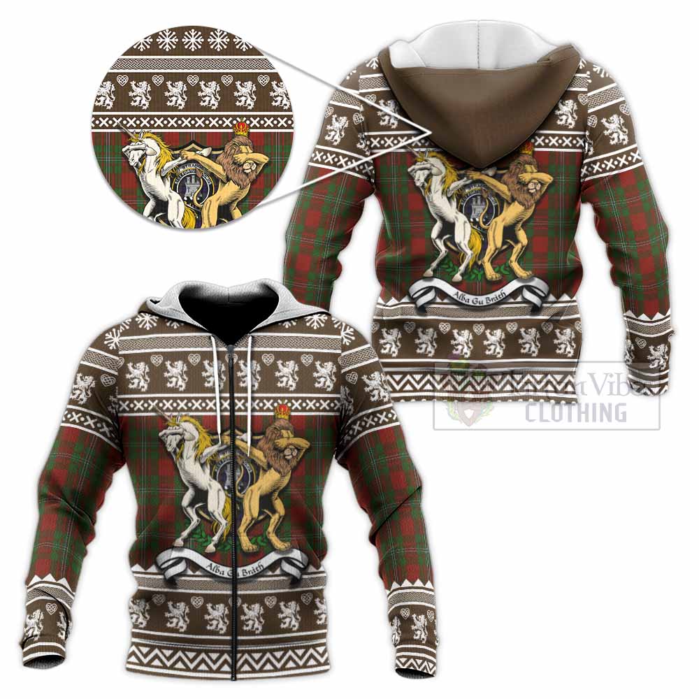 Strange (Strang) Clan Tartan Crest Christmas Knitted Hoodie Coat of Arms Funny Style - Tartan Vibes Clothing