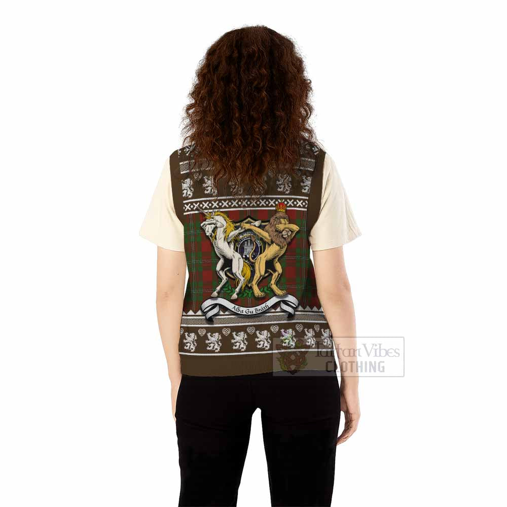 Strange (Strang) Clan Tartan Crest Christmas Knitted V-Neck Vest Coat of Arms Funny Style - Tartan Vibes Clothing
