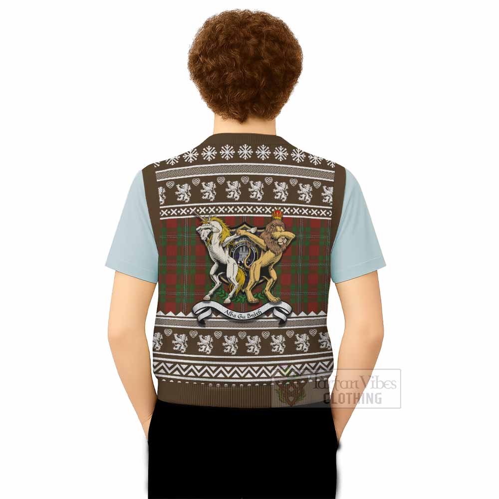 Strange (Strang) Clan Tartan Crest Christmas Knitted V-Neck Vest Coat of Arms Funny Style - Tartan Vibes Clothing