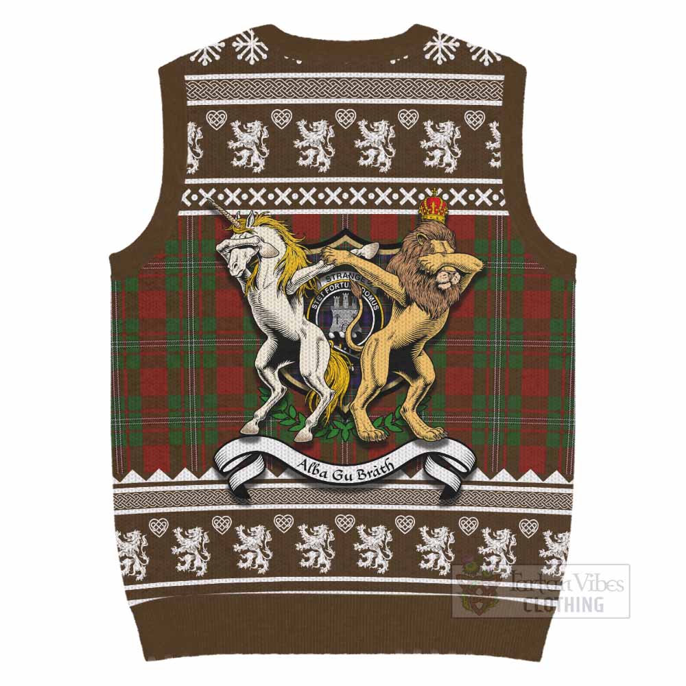 Strange (Strang) Clan Tartan Crest Christmas Knitted V-Neck Vest Coat of Arms Funny Style - Tartan Vibes Clothing