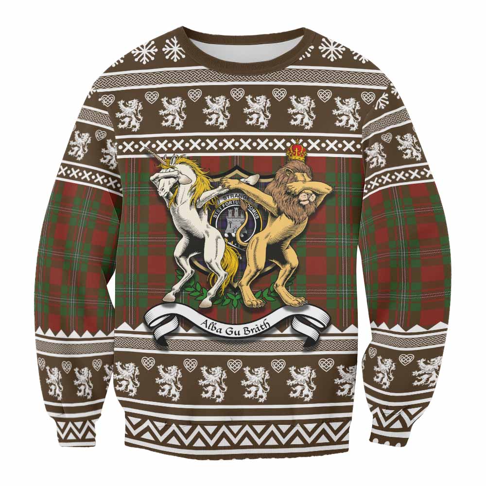 Strange (Strang) Clan Tartan Crest Christmas Sweatshirt Coat of Arms Funny Style - Tartan Vibes Clothing
