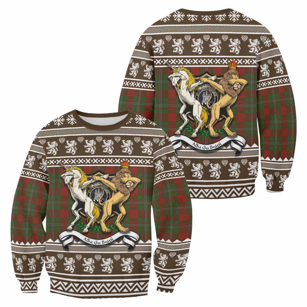 Strange (Strang) Clan Tartan Crest Christmas Sweatshirt Coat of Arms Funny Style - Tartan Vibes Clothing