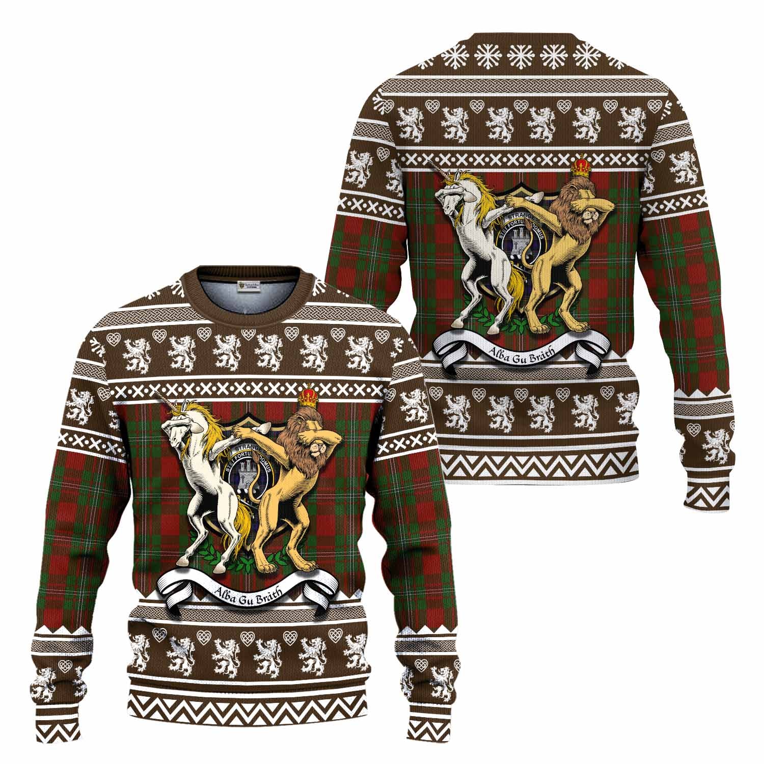 Strange (Strang) Clan Tartan Crest Christmas Ugly Sweater Coat of Arms Funny Style - Tartan Vibes Clothing
