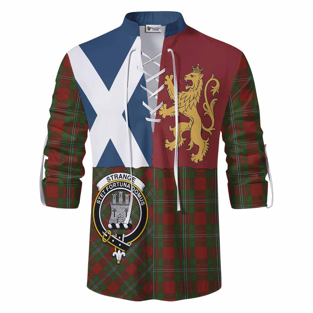 Strange (Strang) Crest Tartan Ghillie Shirt with Lion Rampant Saltire Style - Tartan Vibes Clothing