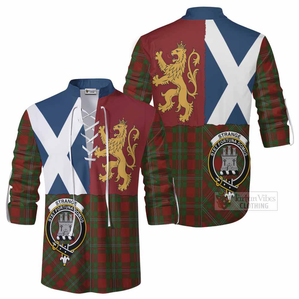 Strange (Strang) Crest Tartan Ghillie Shirt with Lion Rampant Saltire Style - Tartan Vibes Clothing