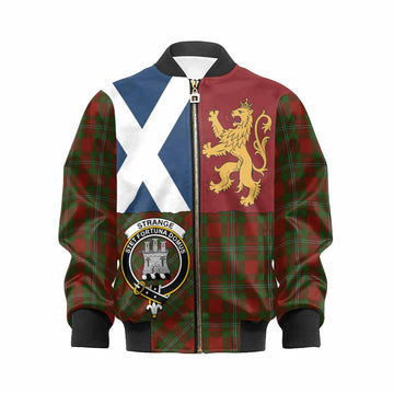 Strange (Strang) Crest Tartan Kid Bomber Jacket with Lion Rampant Saltire Style
