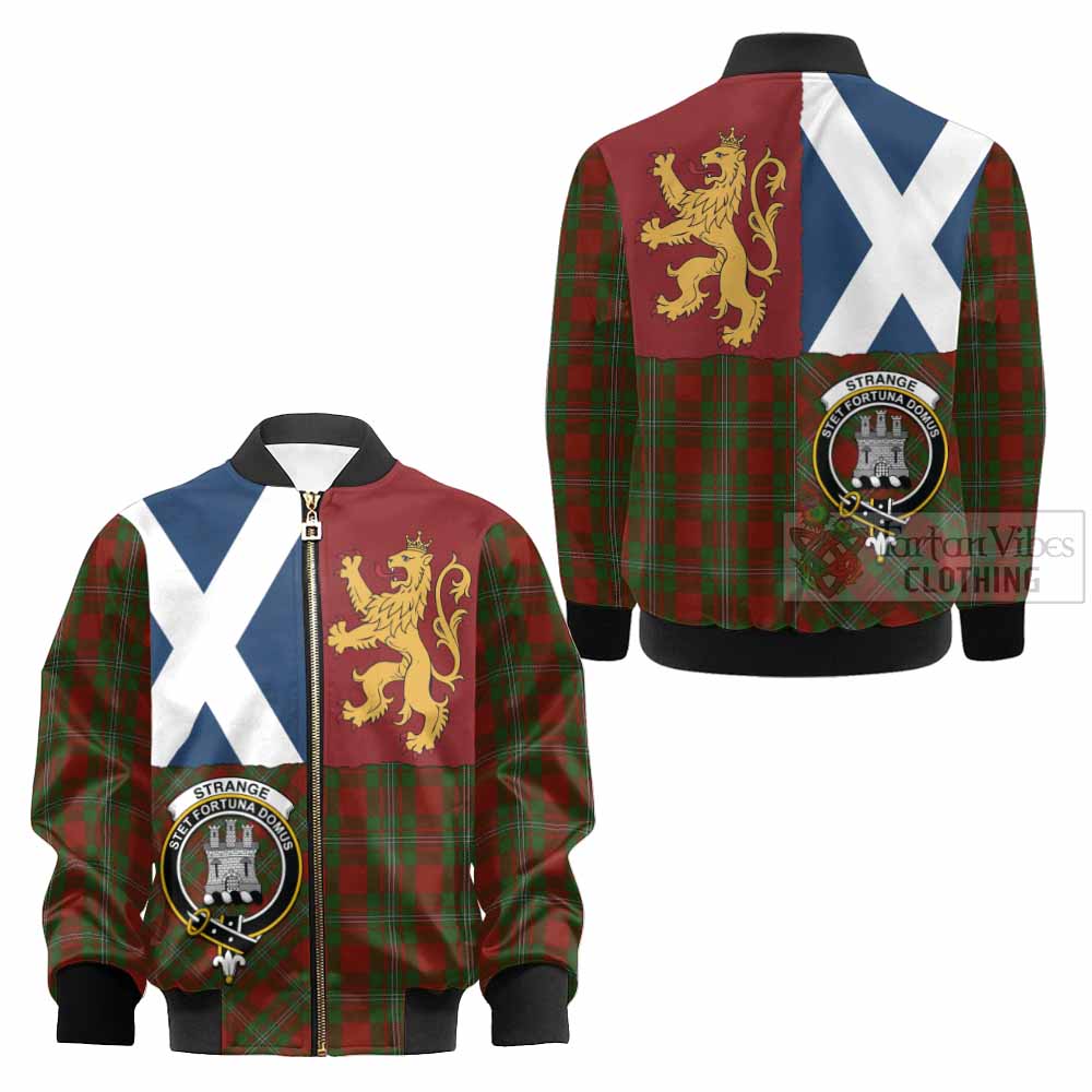 Strange (Strang) Crest Tartan Kid Bomber Jacket with Lion Rampant Saltire Style - Tartan Vibes Clothing