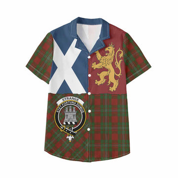 Strange (Strang) Crest Tartan Kid Hawaiian Shirt with Lion Rampant Saltire Style