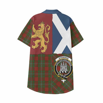 Strange (Strang) Crest Tartan Kid Hawaiian Shirt with Lion Rampant Saltire Style