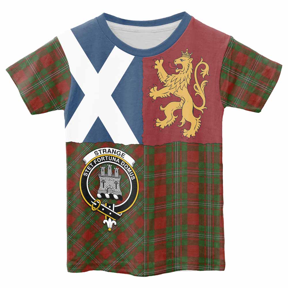 Strange (Strang) Crest Tartan Kid T-shirt with Lion Rampant Saltire Style - Tartan Vibes Clothing
