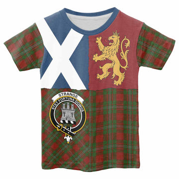 Strange (Strang) Crest Tartan Kid T-shirt with Lion Rampant Saltire Style - Tartan Vibes Clothing