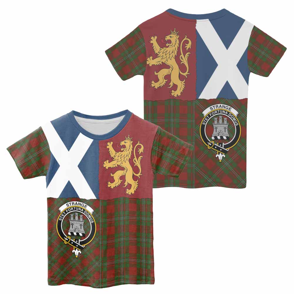 Strange (Strang) Crest Tartan Kid T-shirt with Lion Rampant Saltire Style - Tartan Vibes Clothing
