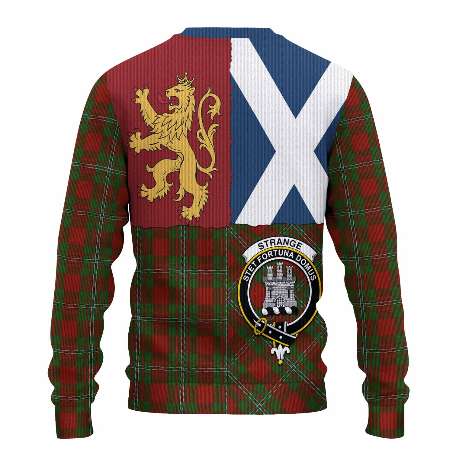 Strange (Strang) Crest Tartan Knitted Sweater with Lion Rampant Saltire Style