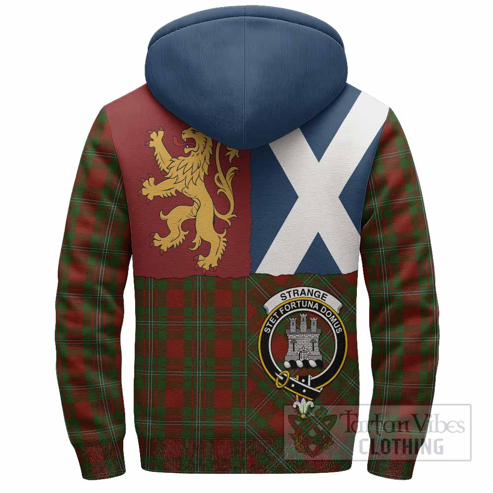 Strange (Strang) Crest Tartan Sherpa Hoodie with Lion Rampant Saltire Style