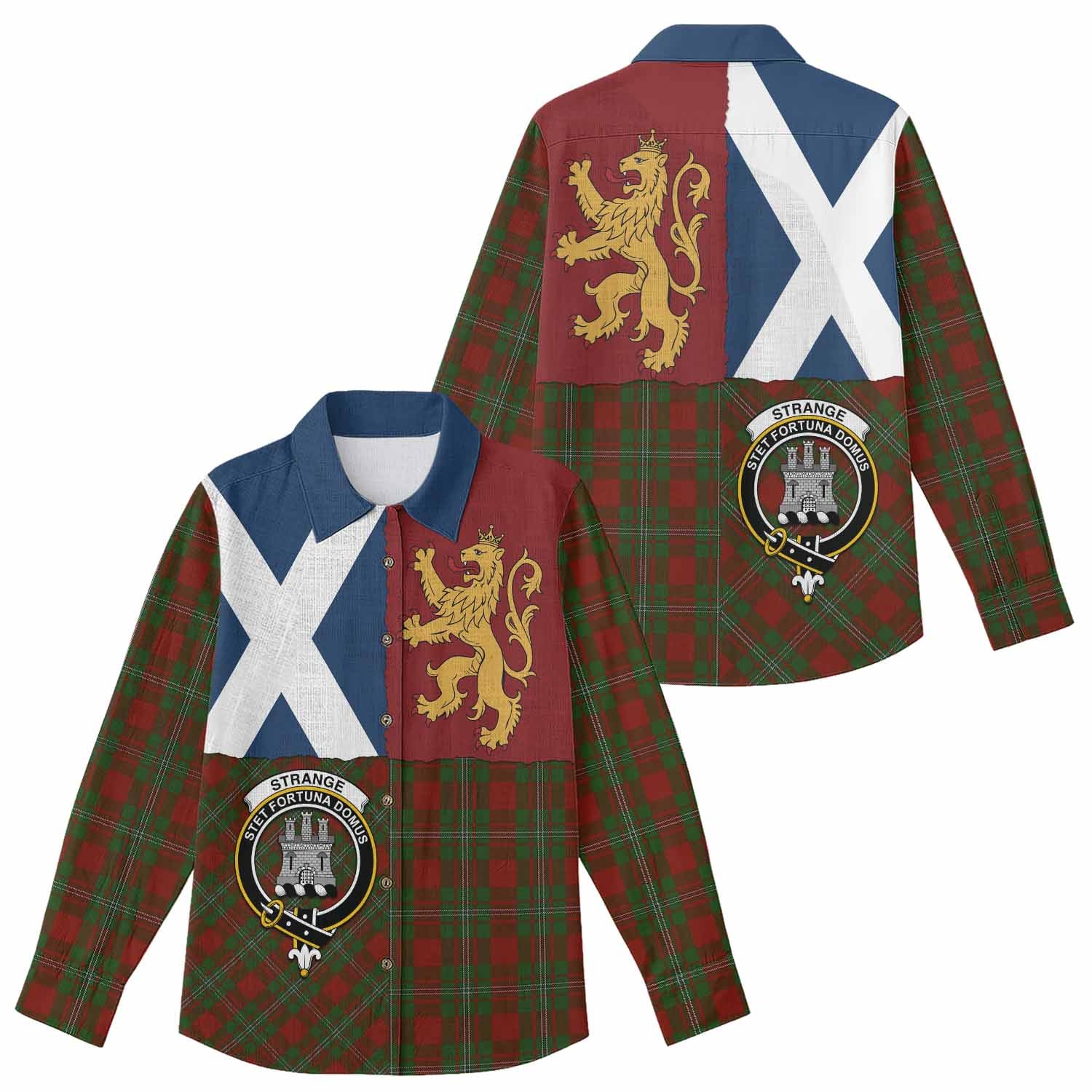 Strange (Strang) Crest Tartan Women Casual Shirt with Lion Rampant Saltire Style