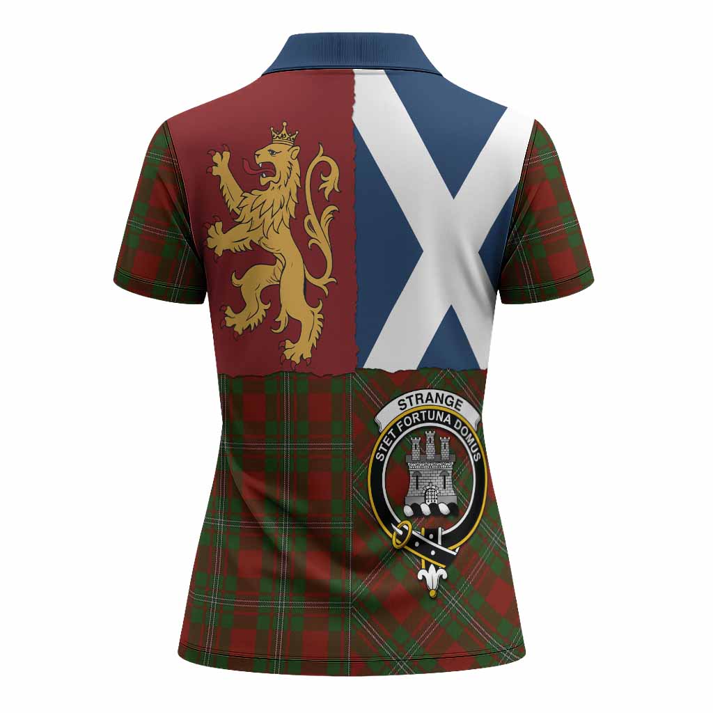 Strange (Strang) Crest Tartan Women Polo Shirt with Lion Rampant Saltire Style
