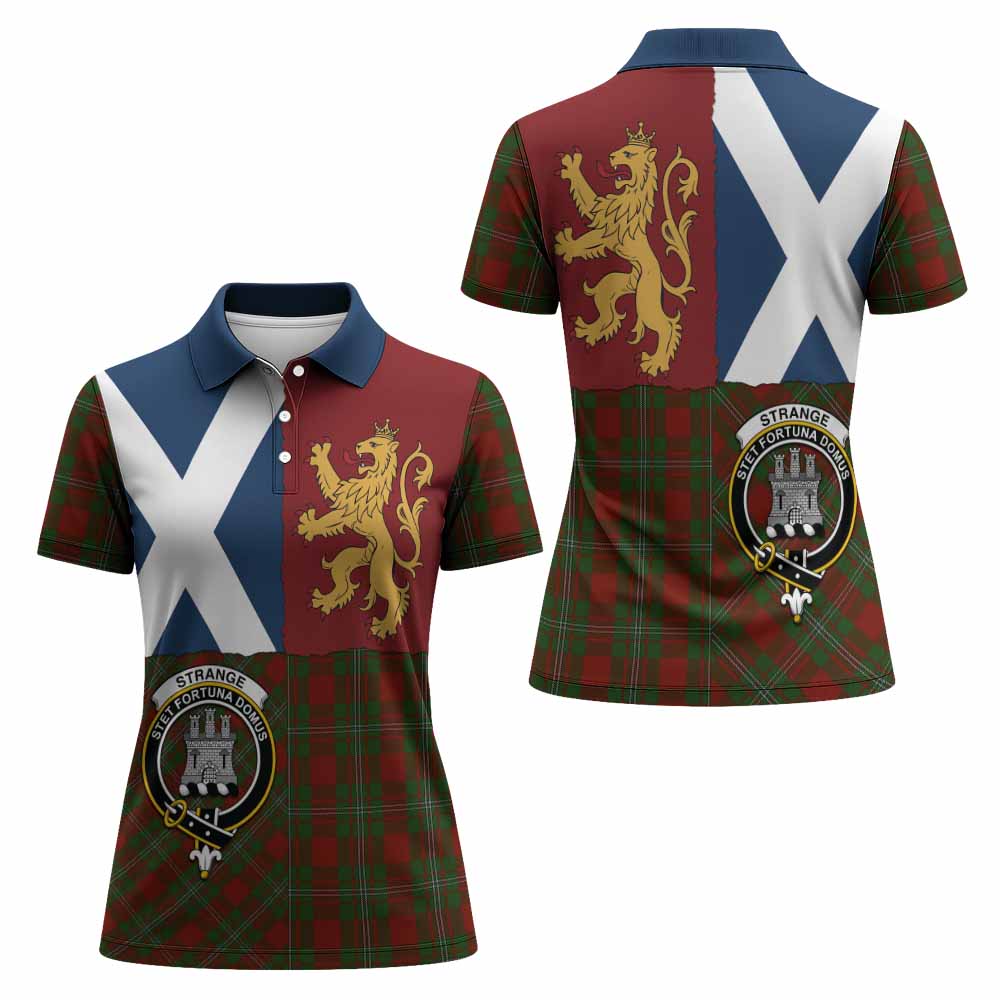 Strange (Strang) Crest Tartan Women Polo Shirt with Lion Rampant Saltire Style