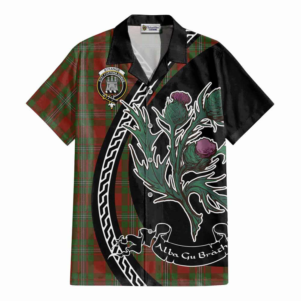 Strange (Strang) Family Crest Tartan Cotton Hawaiian Shirt Alba Thistle Inspired - Tartan Vibes Clothing