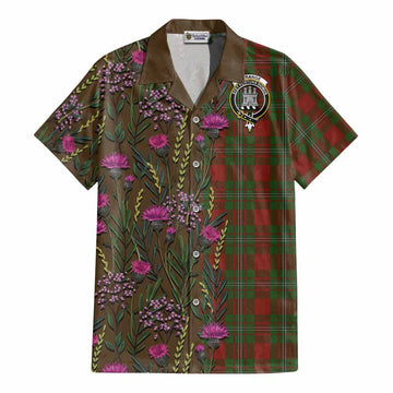 Strange (Strang) Family Crest Tartan Cotton Hawaiian Shirt Scottish Thistle Flower Pattern Half Style - Tartan Vibes Clothing