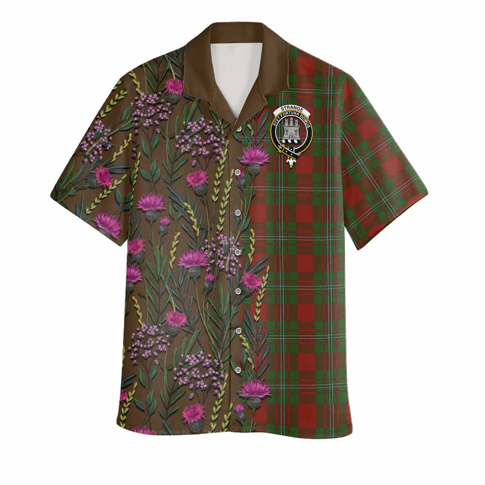 Strange (Strang) Family Crest Tartan Hawaiian Shirt Scottish Thistle Flower Pattern Half Style - Tartan Vibes Clothing