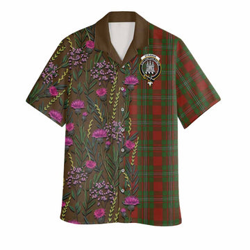 Strange (Strang) Family Crest Tartan Hawaiian Shirt Scottish Thistle Flower Pattern Half Style - Tartan Vibes Clothing