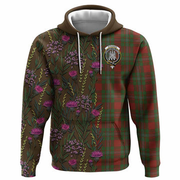 Strange (Strang) Family Crest Tartan Hoodie Scottish Thistle Flower Pattern Half Style