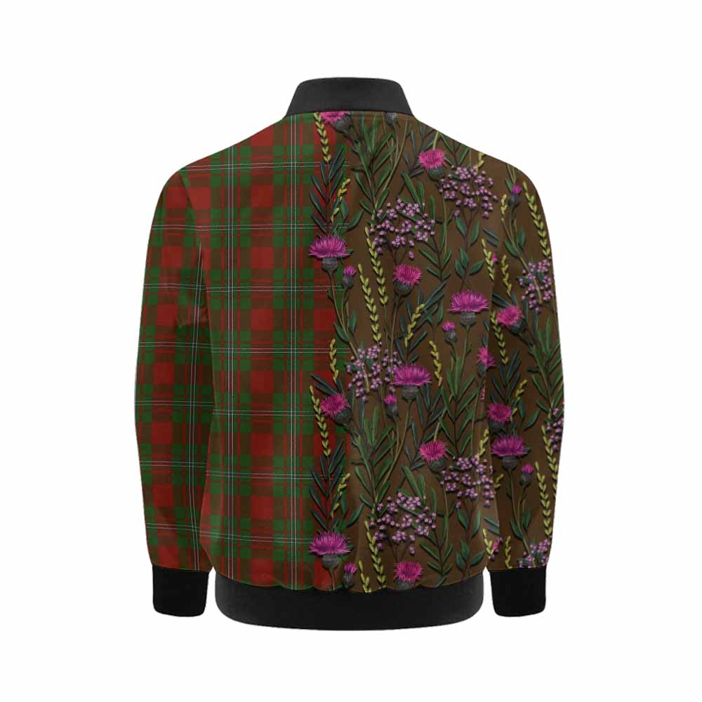 Strange (Strang) Family Crest Tartan Kid Bomber Jacket Scottish Thistle Flower Pattern Half Style - Tartan Vibes Clothing