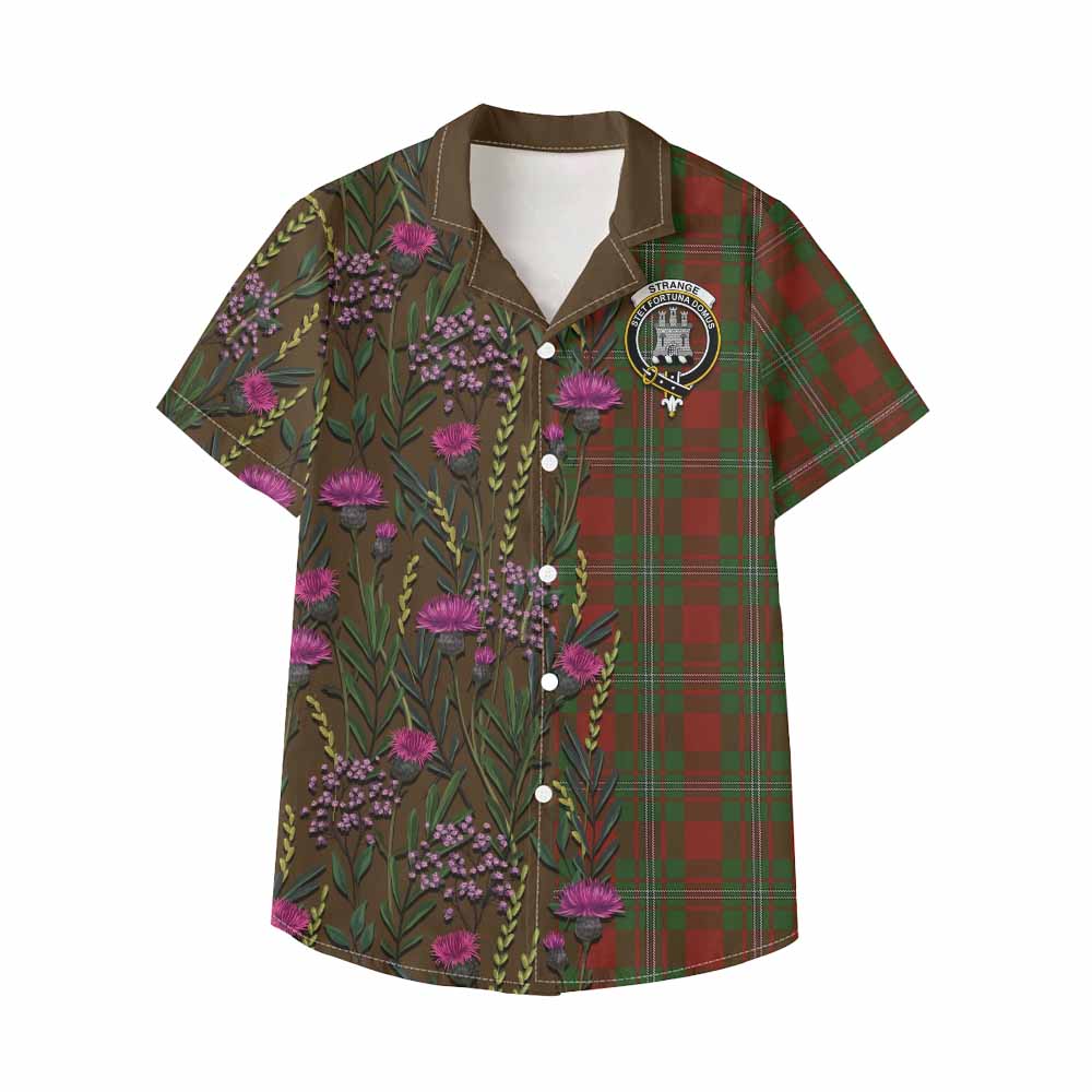 Strange (Strang) Family Crest Tartan Kid Hawaiian Shirt Scottish Thistle Flower Pattern Half Style - Tartan Vibes Clothing