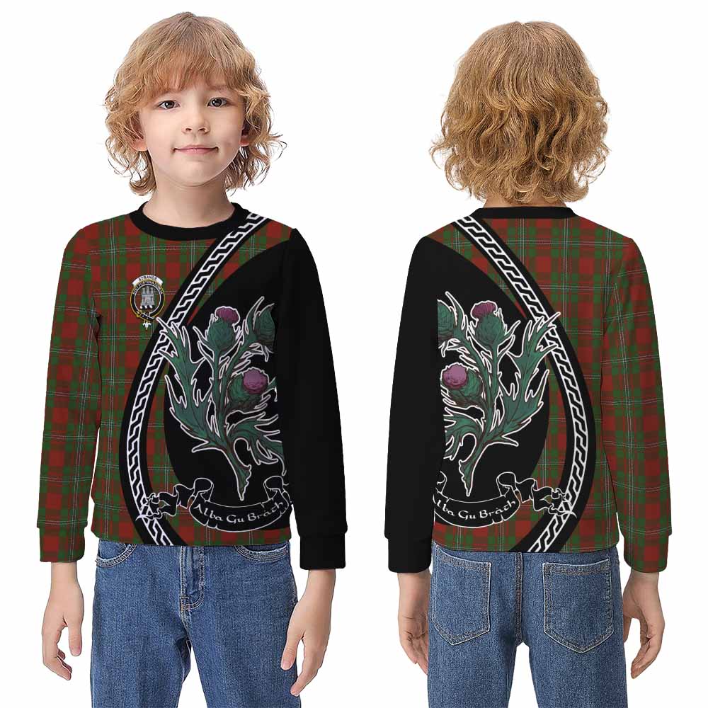Strange (Strang) Family Crest Tartan Kid Knitted Sweatshirt Alba Thistle Inspired - Tartan Vibes Clothing