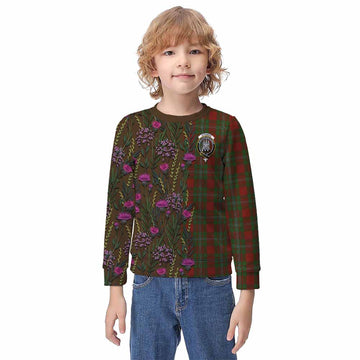 Strange (Strang) Family Crest Tartan Kid Knitted Sweatshirt Scottish Thistle Flower Pattern Half Style