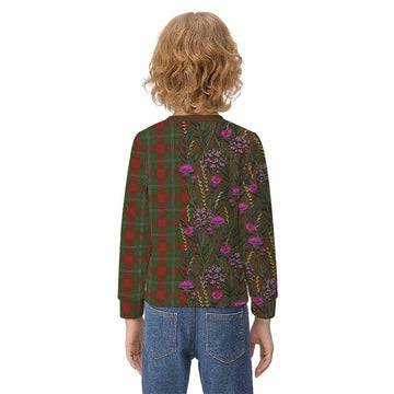 Strange (Strang) Family Crest Tartan Kid Knitted Sweatshirt Scottish Thistle Flower Pattern Half Style