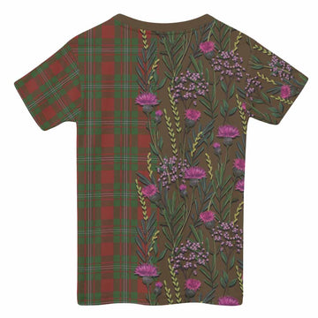 Strange (Strang) Family Crest Tartan Kid T-shirt Scottish Thistle Flower Pattern Half Style - Tartan Vibes Clothing