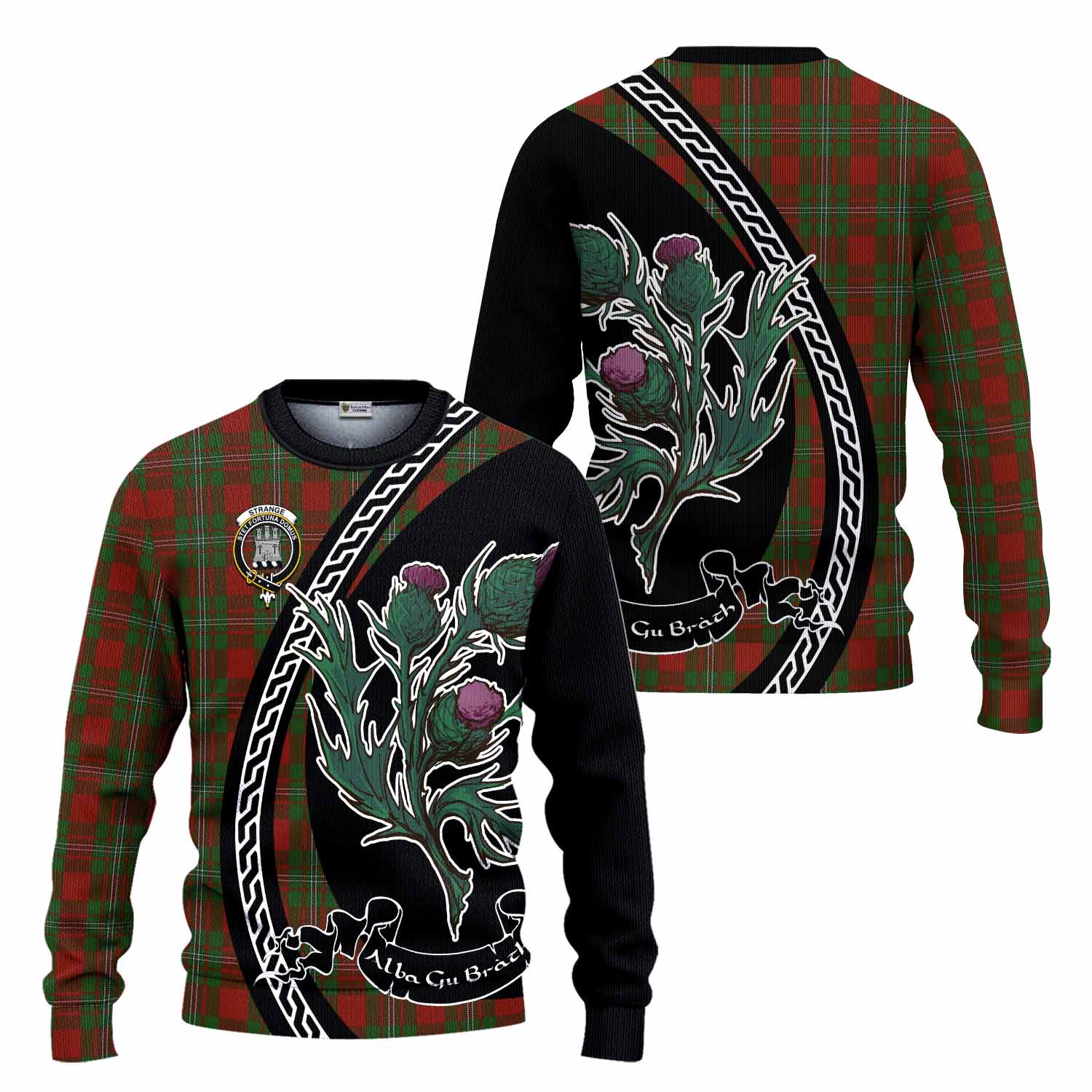 Strange (Strang) Family Crest Tartan Knitted Sweater Alba Thistle Inspired - Tartan Vibes Clothing