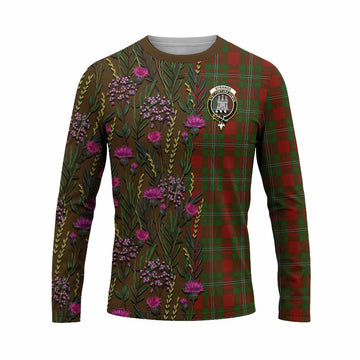Strange (Strang) Family Crest Tartan Long Sleeve T-Shirt Scottish Thistle Flower Pattern Half Style - Tartan Vibes Clothing