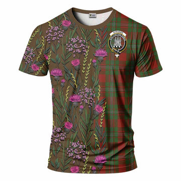 Strange (Strang) Family Crest Tartan T-Shirt Scottish Thistle Flower Pattern Half Style - Tartan Vibes Clothing