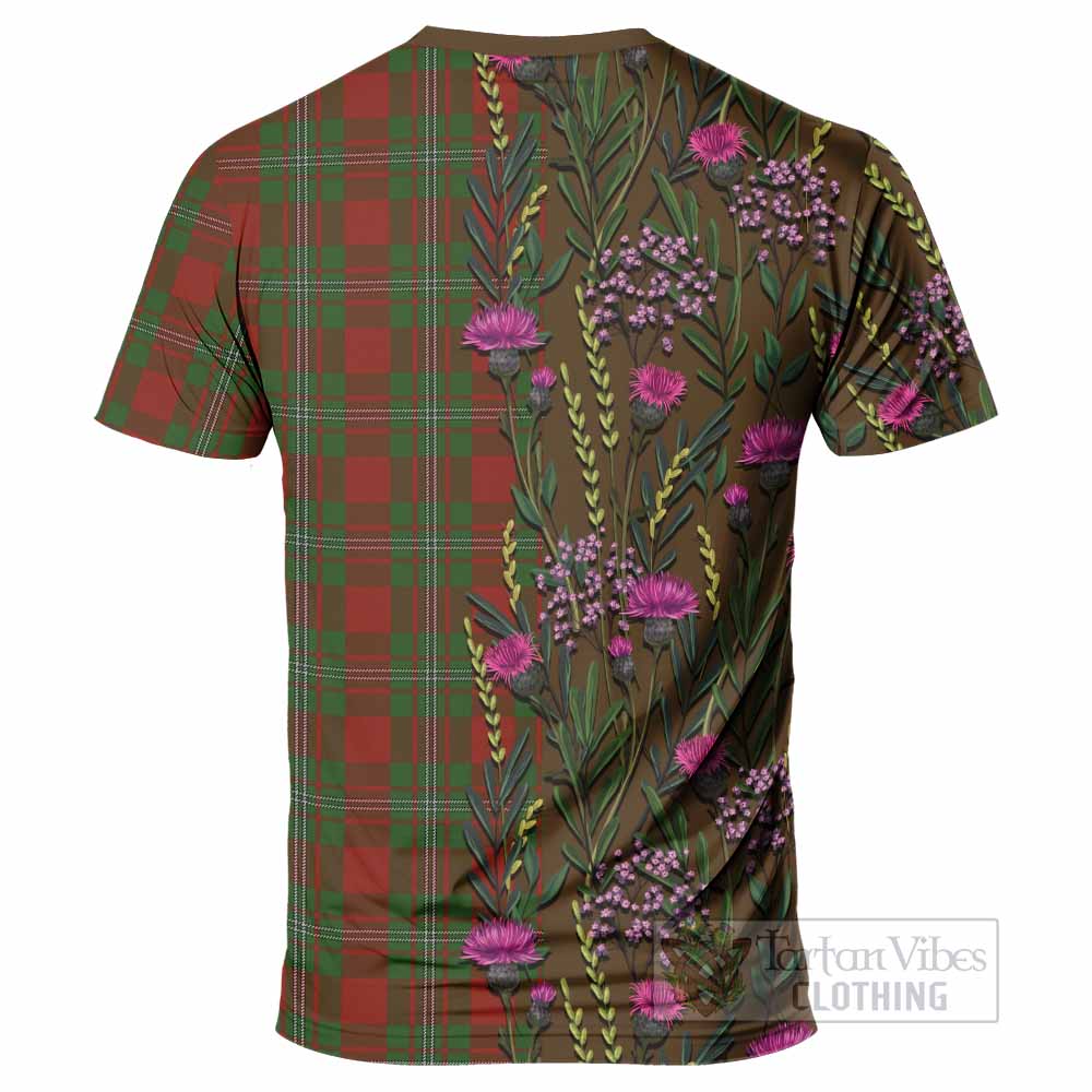 Strange (Strang) Family Crest Tartan T-Shirt Scottish Thistle Flower Pattern Half Style - Tartan Vibes Clothing