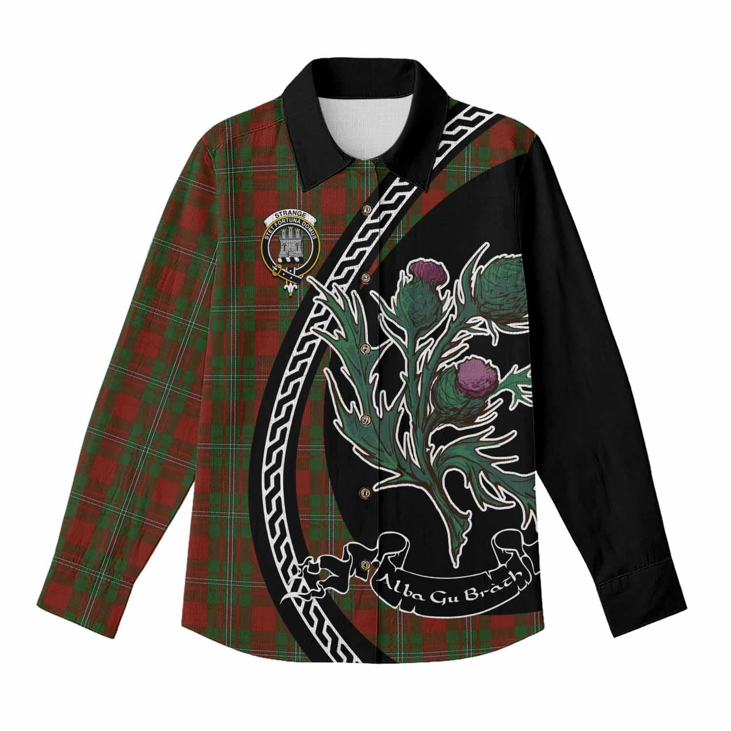 Strange (Strang) Family Crest Tartan Women Casual Shirt Alba Thistle Inspired - Tartan Vibes Clothing
