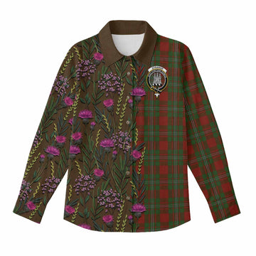 Strange (Strang) Family Crest Tartan Women Casual Shirt Scottish Thistle Flower Pattern Half Style - Tartan Vibes Clothing
