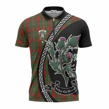 Strange (Strang) Family Crest Tartan Zipper Polo Shirt Alba Thistle Inspired
