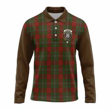 Strange (Strang) Tartan Accent Long Sleeve Polo Shirt with Family Crest