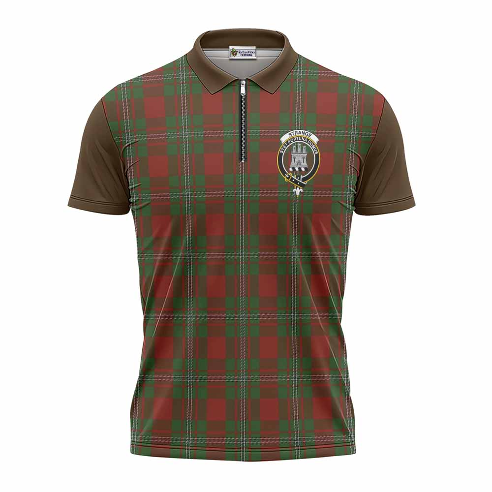 Strange (Strang) Tartan Accent Zipper Polo Shirt with Family Crest